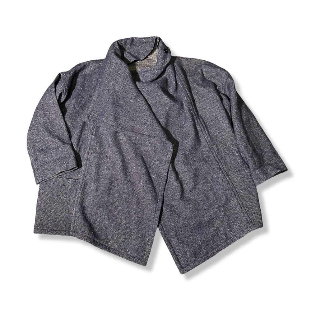 Isabel Marant Draped Coat Virgin Wool Blue Oversized Longsleeve Womens Size 36